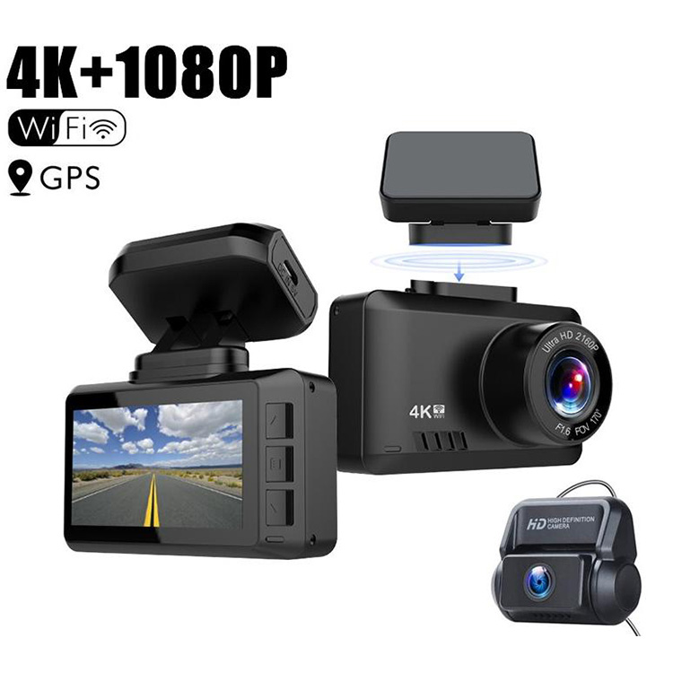 T1 4K +1080P dual lens dash cam with GPS WiFi