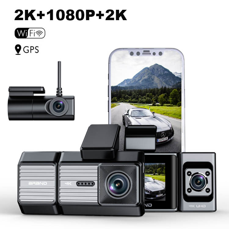 T500 3 lens dash cam 2K+1080P+2K with 24H parking monitor